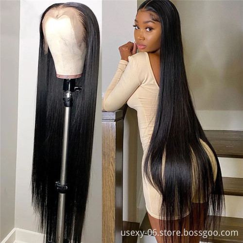 Wholesale 10A grade women glueless lace front wig 13x6 deep wave wig front lace 50 inch human hair wigs extension